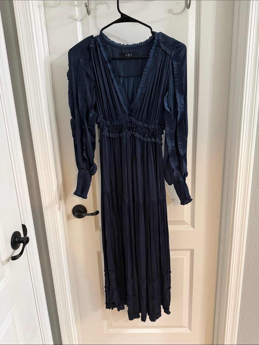 Deep Navy V-Neck Long Sleeve Maxi Dress by o.p.t.